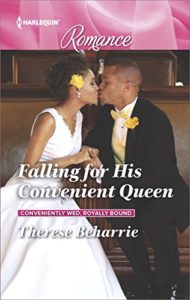 Cover Art for FALLING FOR HIS CONVENIENT QUEEN by Therese Beharrie